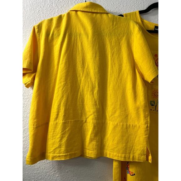 Sag Harbor 2 Piece Outfit Shacket And Tank Dress 10 P Linen Blend Flower Buttons - Picture 10 of 16